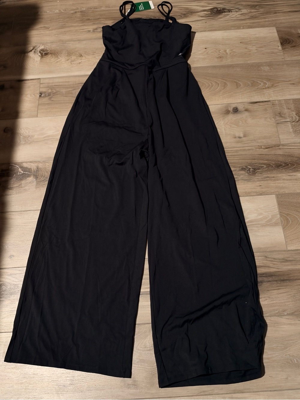 Halara Black Wide-Leg Strappy Easy Peezy Twisted Back Jumpsuit Size Large - Picture 6 of 6